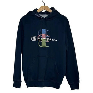 Supreme X Champion FW17 Sweatshirt Blue Stacked Multi Color “C” Hoodie Men’s M‎